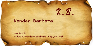 Kender Barbara névjegykártya